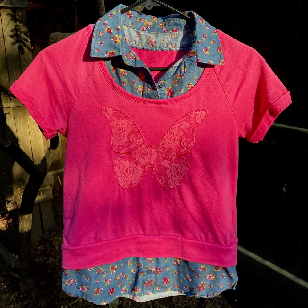 Pink Faux-Layered Butterfly Top - Picture 5 of 5